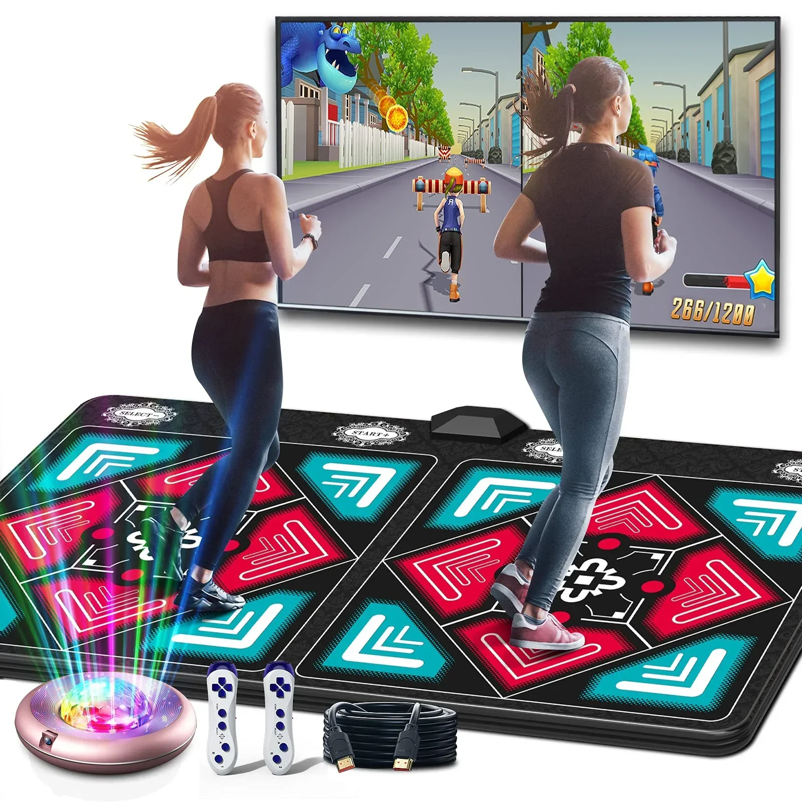 Juego de tapete de baile para TV/PC, juego de detección de movimiento, deporte familiar con controlador de mango inalámbrico para adultos y niños, almohadilla de Yoga antideslizante