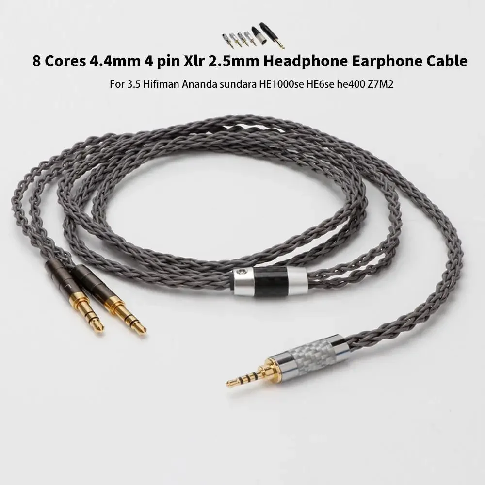 8-adriges OCC symmetrisches Audiokabel mit 4,4 mm und 2,5 mm Anschlüssen | Kompatibel mit Hifiman Ananda, Sundara, HE1000se, SONY Z7M2 und mehr | 3,5mm