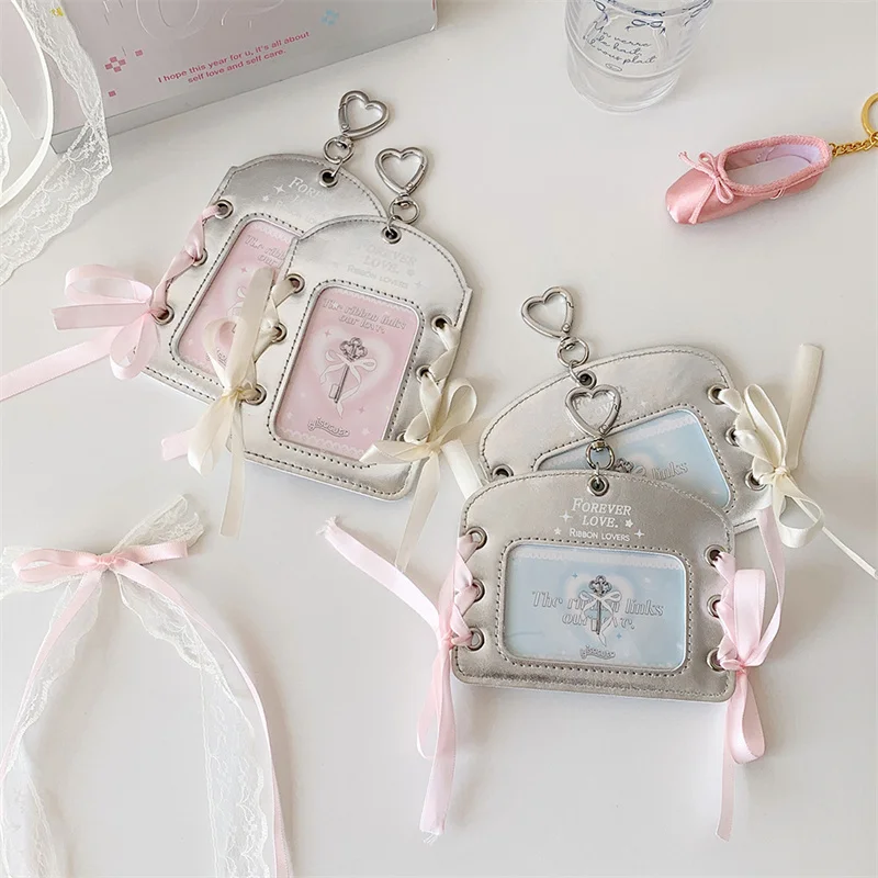 Kpop Three Inches Small Card Photo Card Holder PU Card Holder Aidou Album Lomo Card Storage Set Hanging Pieces Keychain Card Bag