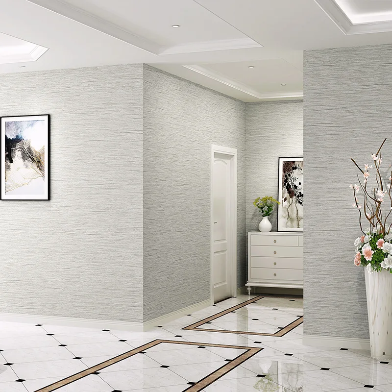 ورق حائط غير منسوج حديث وبسيط بلون سادة على الطراز الياباني من الكتان لغرفة النوم وغرفة المعيشة وغرفة الفندق وغطاء الحائط