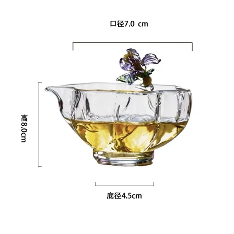 150ml Iris Lotus Leaf Glass Fair Cup Fairness Pitcher Gongdao Cup Tea Pitcher Kung Fu Tea Separator Chahai Tea Set Accessories