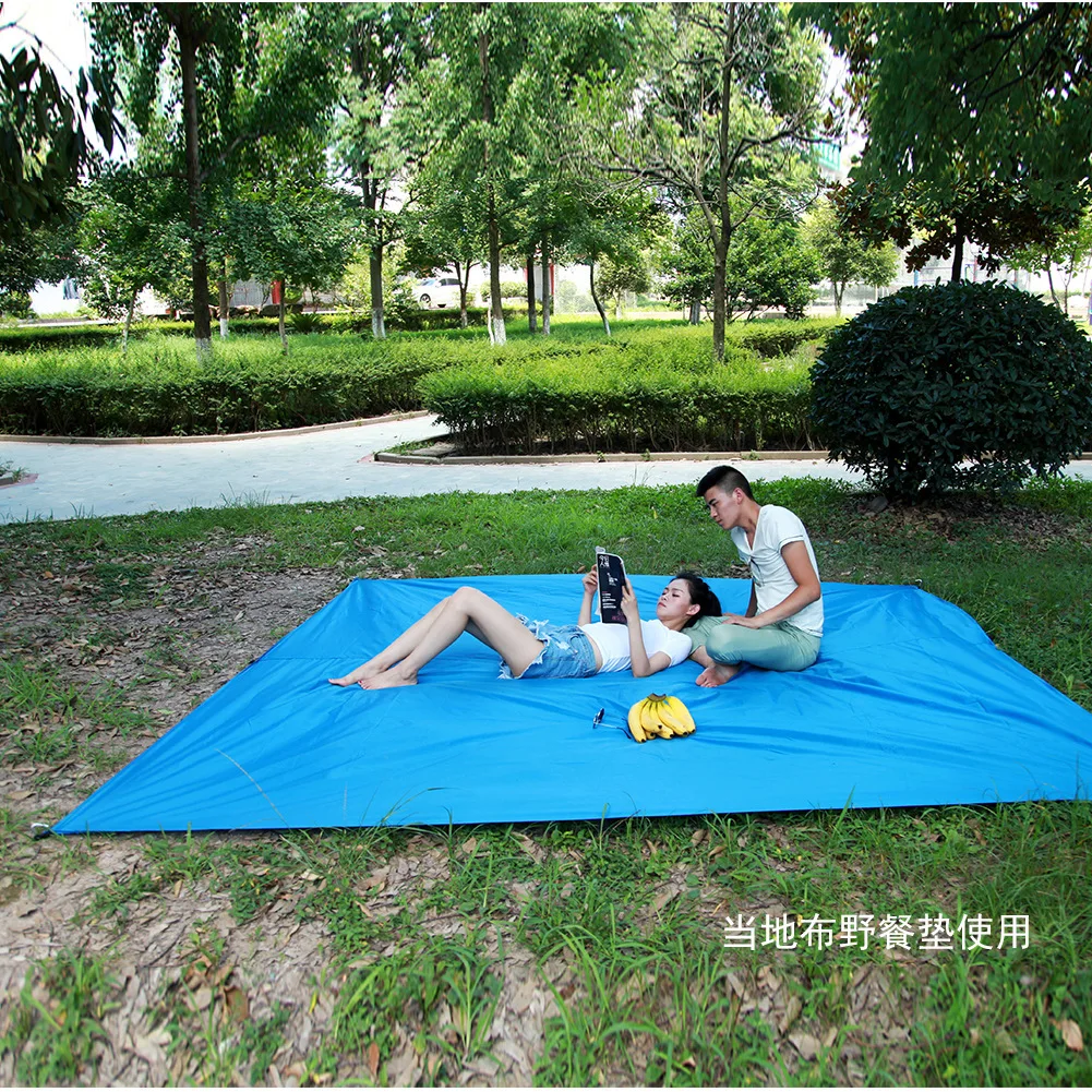 Lightweight Portable Square Sun Canopy Silver Coated Polyester Waterproof Multi-use Shade Cloth for Patio Beach（No Support Rod）