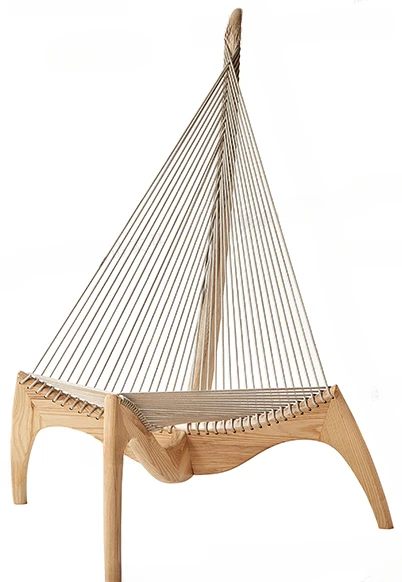 

Sailing Boat Harp Chair Solid Wood Rope Single Recliner Hotel Hall Leisure Area B & B Log