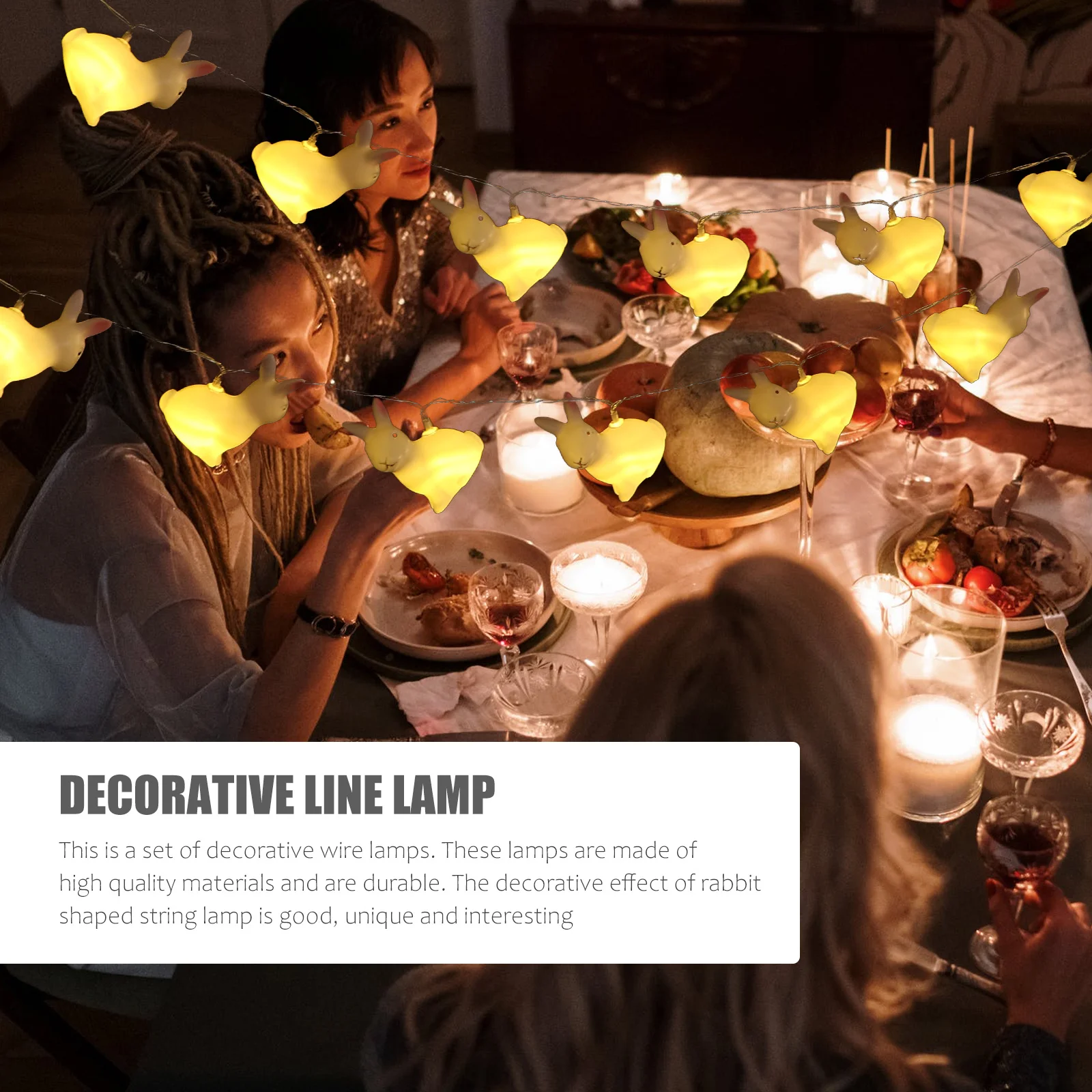 

1Set Easter Rabbit Shape String Lights LED Decorative Lamps High Quality Unique Design Energy Saving Festive Atmosphere