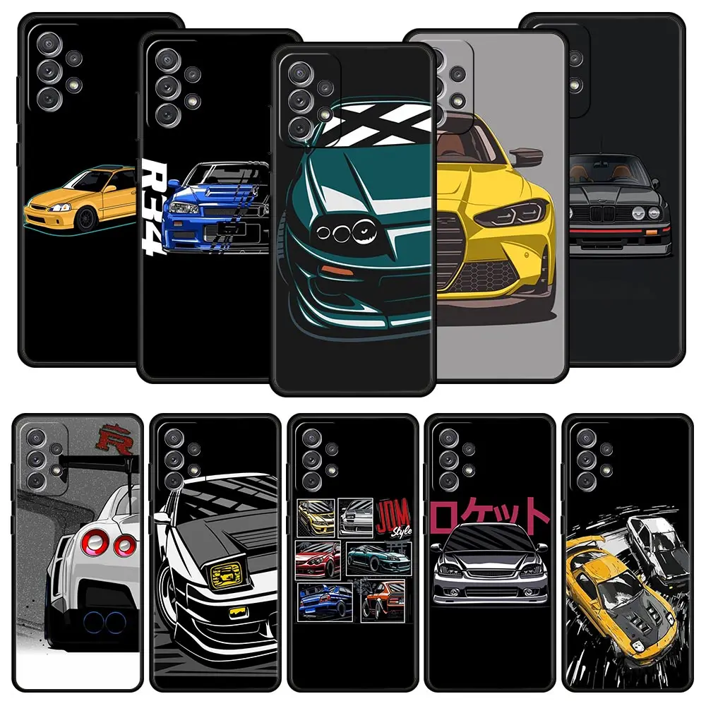 JDM Type R Civic Sport Car Case for Samsung A51 A71 A21S A12 A11 A15 A25 A31 A41 A32 A23 A33 A53 A73 A03S A05S A13 5G A72 Cover