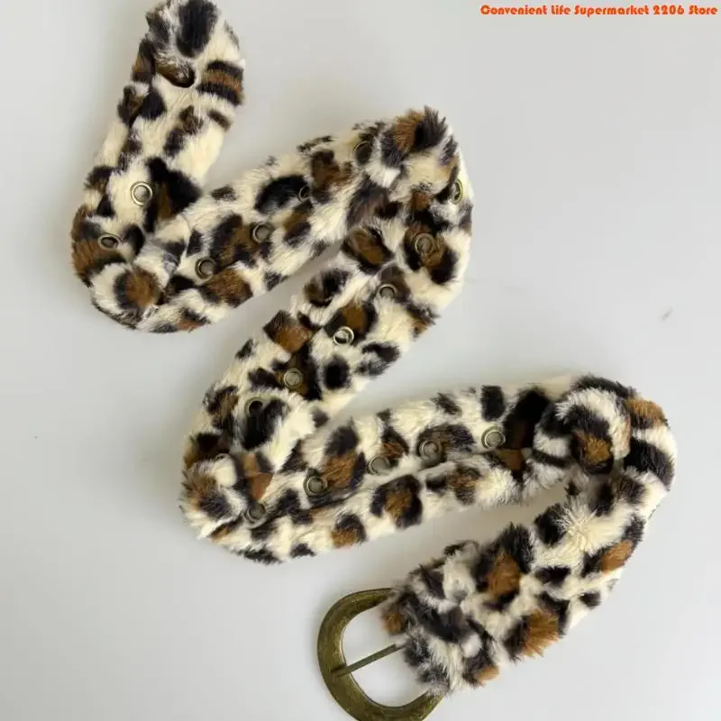 F92D Unique Animal Print PU Leather Sash Belt With Retro Charm Clasp Design For Both Functional And Stylish Use