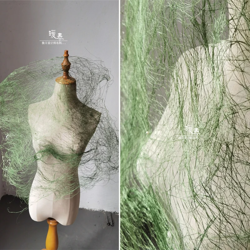 

Irregular Hollowed Mesh Fabric Emerald Green Texture DIY Arts Props Decor Modeling Design Clothes Designer Fabric 43*43cm