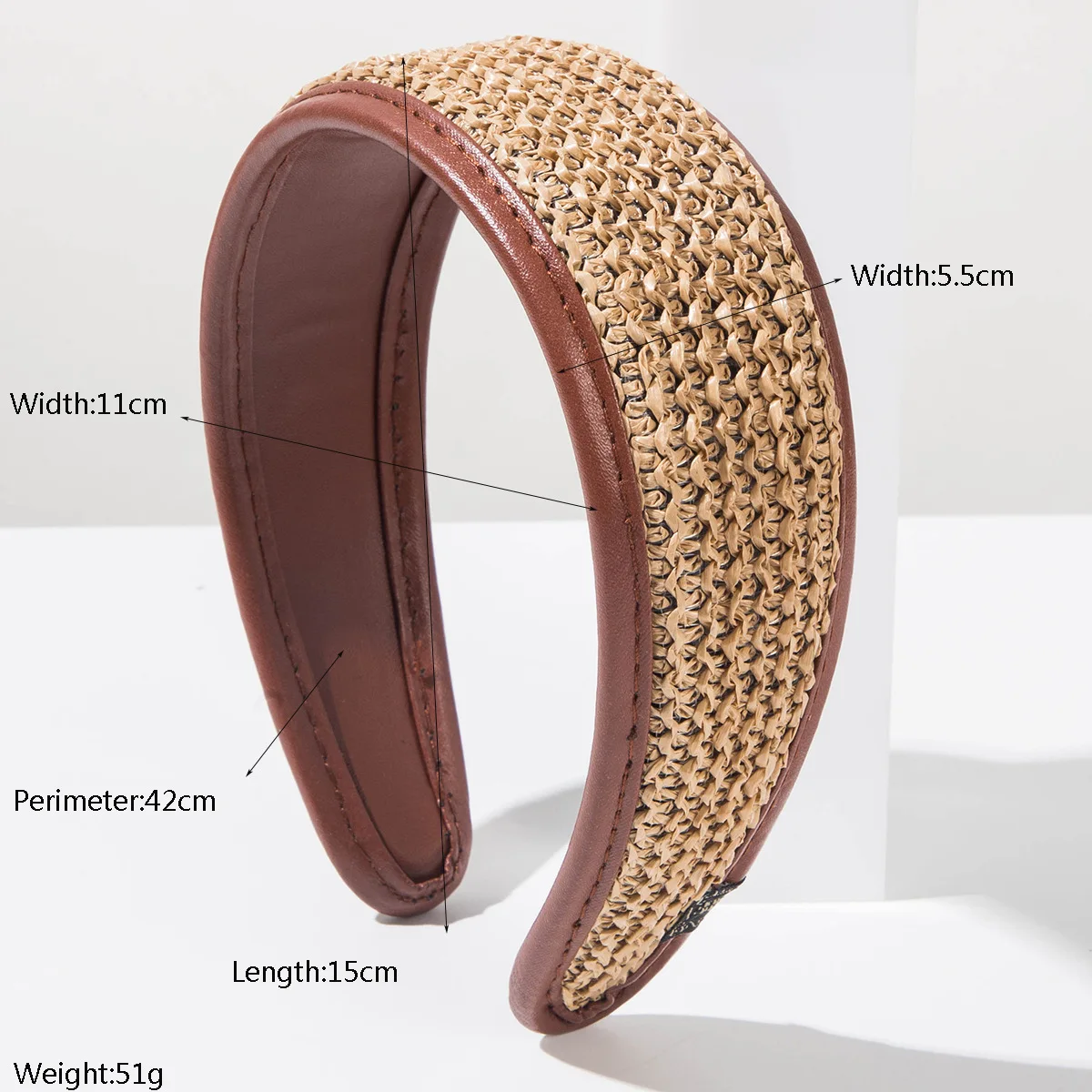 Headband, retro leather, hand-woven, color-blocked wide-brimmed headband feminine versatile everyday high-end hair accessory 473