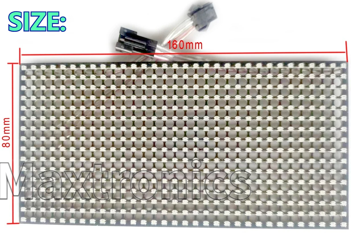 DC5V 2 Size Transparent LED Screen WS2812 Full Color LED Modules 160x80mm /200x100mm Programmable 16* 32 Dot Matrix SPI Protocol