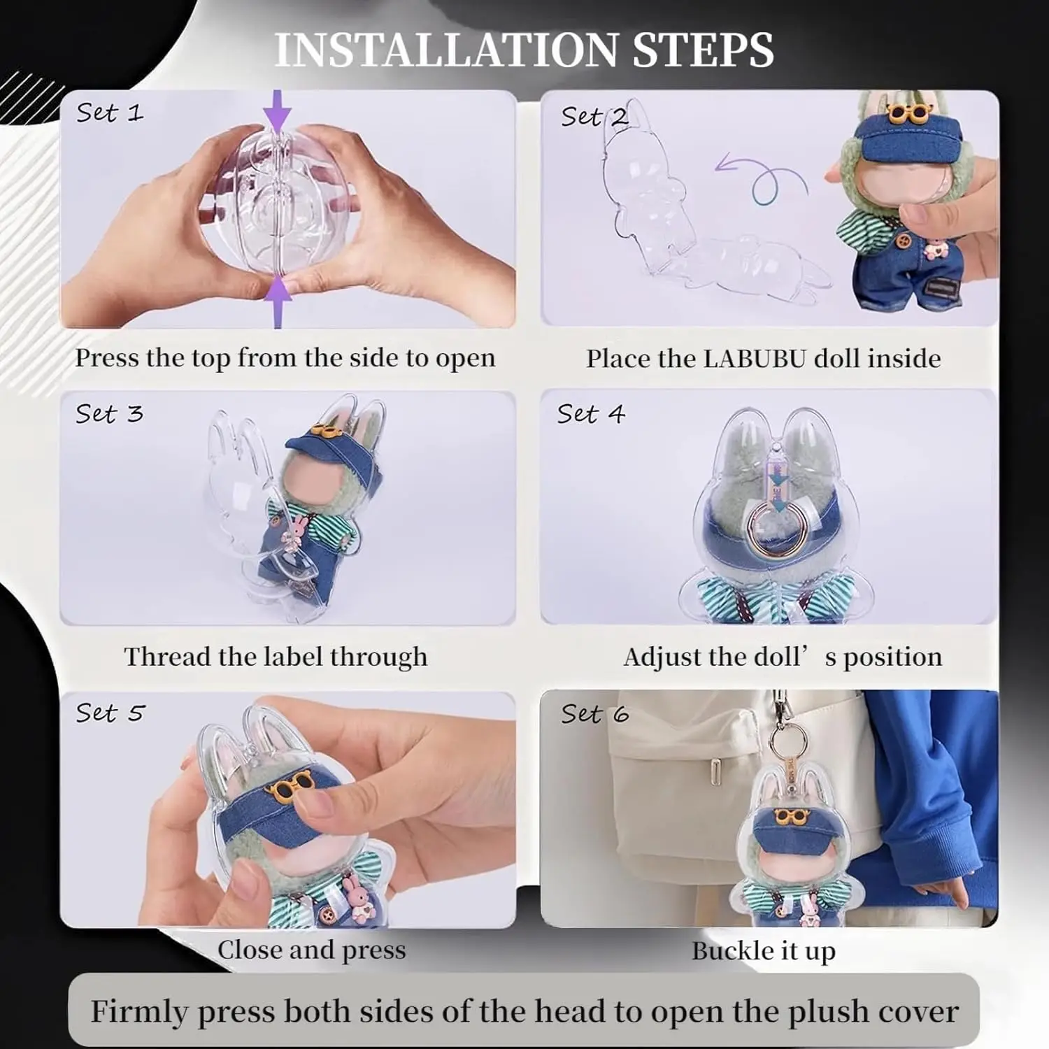 غطاء شفاف لـ LABUBU حافظة حماية معكرون شفافة حافظة جلوس للغبار ملحقات دمية Popmart Bubble Mart