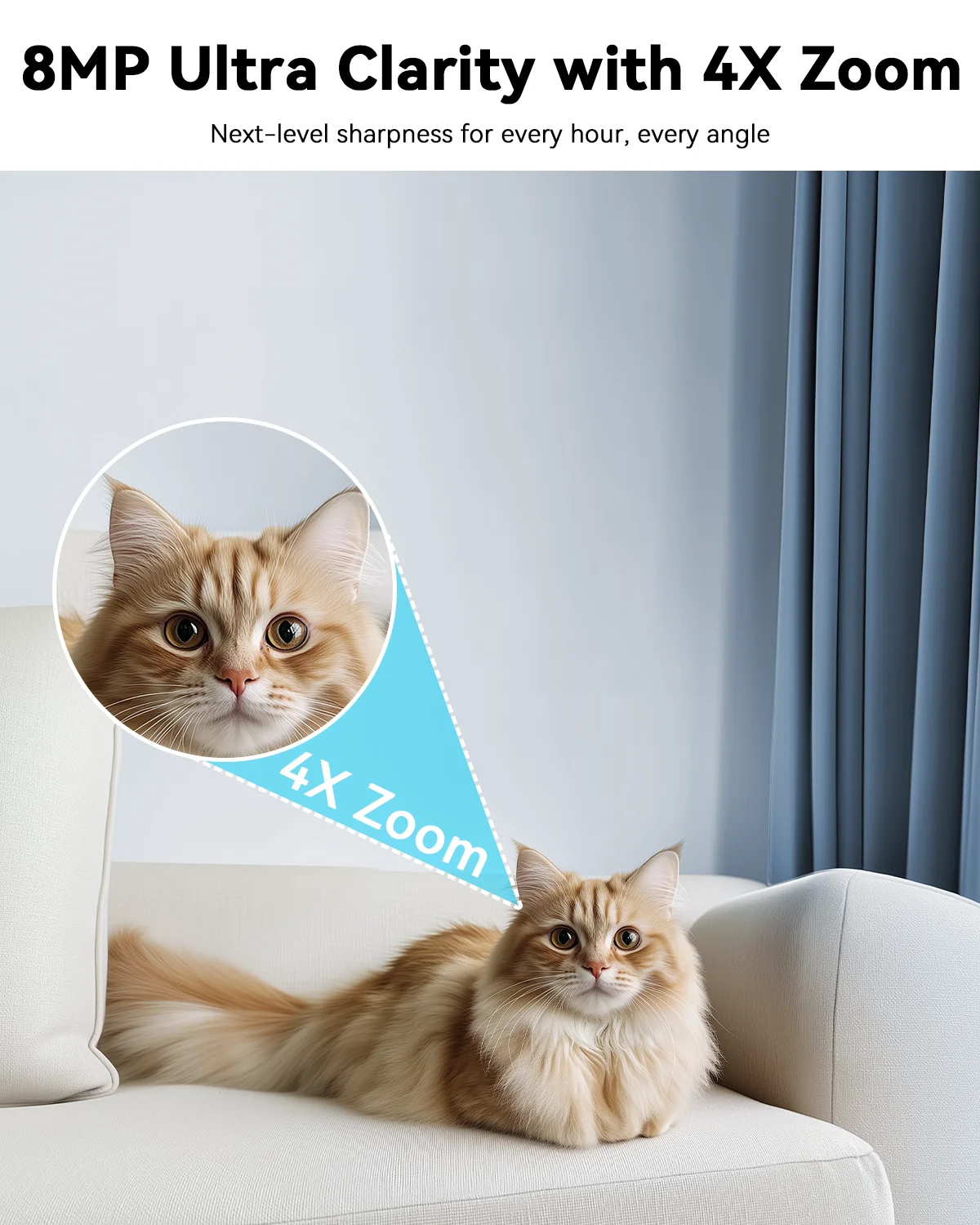 blurams 8MP 4X Zoom Smart Detection Security Camera Indoor, One-Touch Call PTZ Accurate Detection & Tracking, Color Night Vision