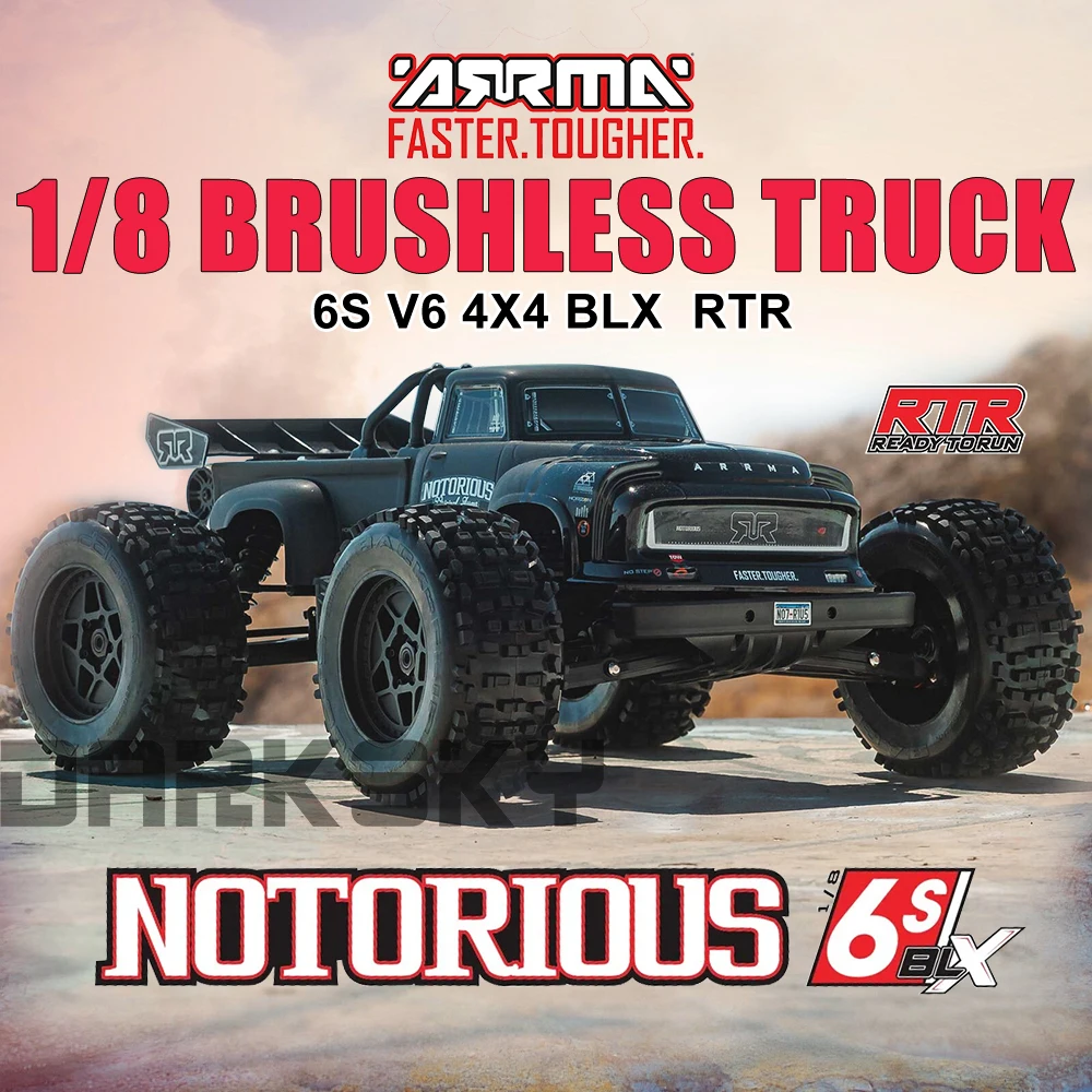 

ARRMA ARA8611V6 NOTORIOUS V6 6S 4X4 BLX Brushless 1/8 RC Electric Remote Control Model Car Monster Truck Adult Children's Toys