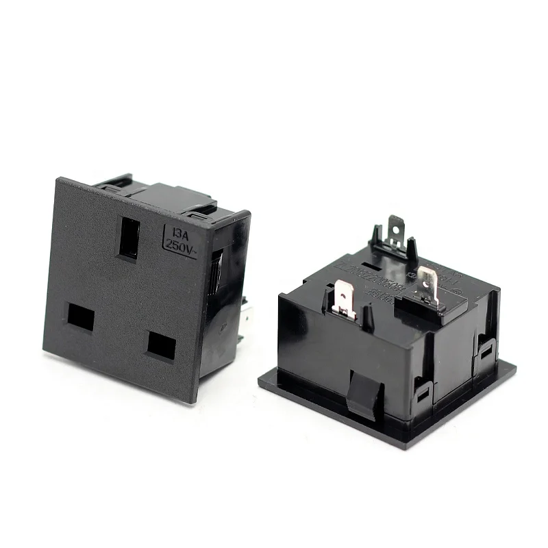UK Standard 3 Pins 13A 250V Inlet Industrial AC Power Socket Wall Mounted UK Electrical Sockets Module