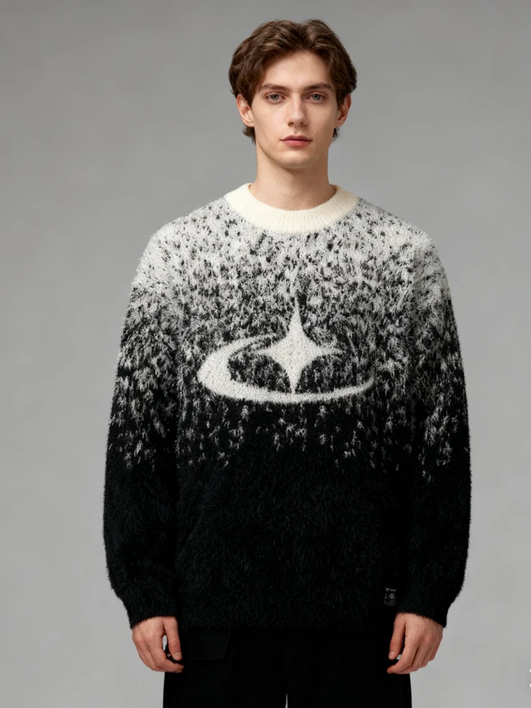Maglione retrò Harajuku con motivo bianco e nero, pullover ampio da uomo e da donna, stile punk gotico alla moda Y2K