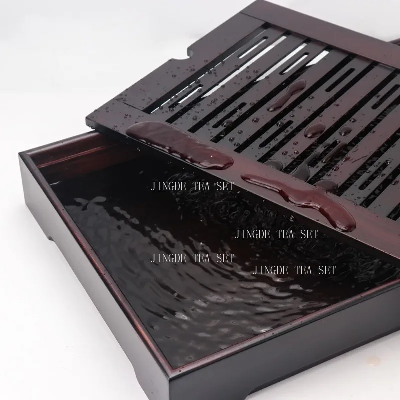 Rectangular Bamboo Kung Fu Tea Tray Water Storage Drawer Type Tea Board Removable Cover Serving Tray for Home Tea Ceremony