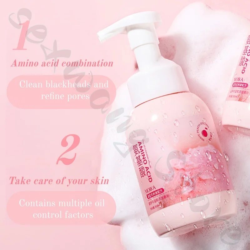 White Peach Oolong Amino Acid Facial Cleanser 300ml deeply cleanses excess oil and dirt with dense foam and clears pores
