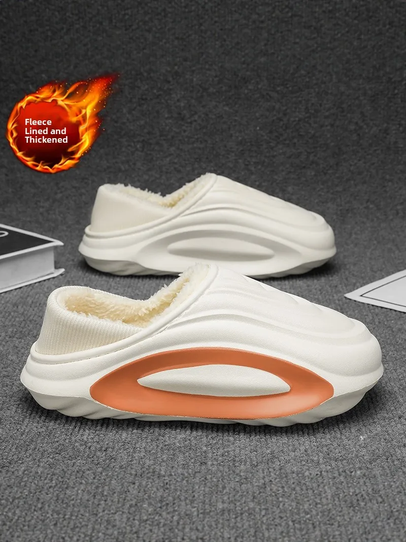 

Men's Winter Indoor Home Fleece Lined Warm Cotton Slippers Outdoor Wearable Waterproof Non Slip Large Size 45 Slippers