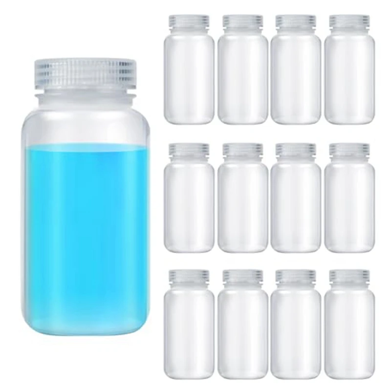 X17A 2025 nuevo-12 Uds botella de pastillas botellas de muestra botella de reactivo de boca ancha de plástico con tapas de rosca contenedores de muestra