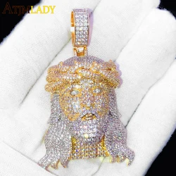 Full Micro Paved 5A Cubic Zirconia CZ Bling Big Jesus Christ Head Necklace Pendant For Men Iced Out Hip Hop Christian Jewelry