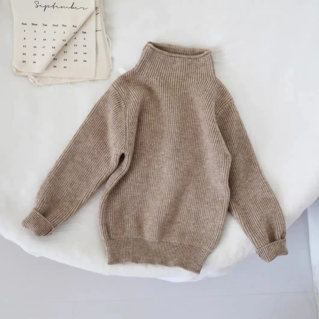 2023 neue Kinder Pullover 1-8T Einfarbig Rollkragen Jungen Stricken Pullover Herbst Winter Mädchen Baby Warme Basis tops Kinder Pullover – Detail 6