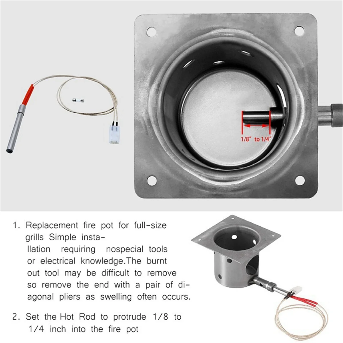 Hot Rod Ignitor Kit Replacement Grill Starter for Traeger Camping Chef Pit Boss Pellet Grills for BBQ Pro Parts