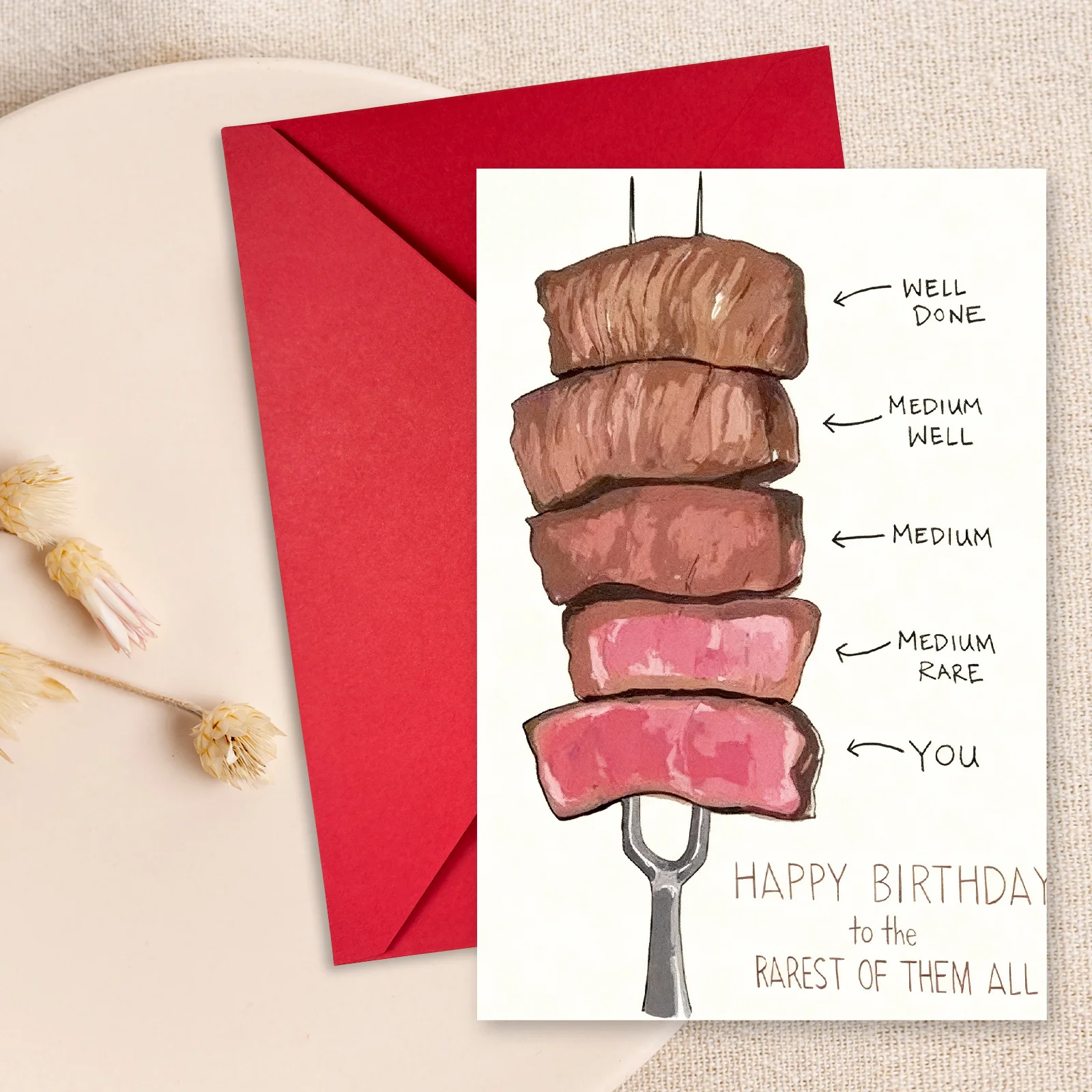 

Happy Birthday Handwritten Greeting Card Envelope Interesting Steak Blessing Message Foldable Card Envelope Birthday Party Decor