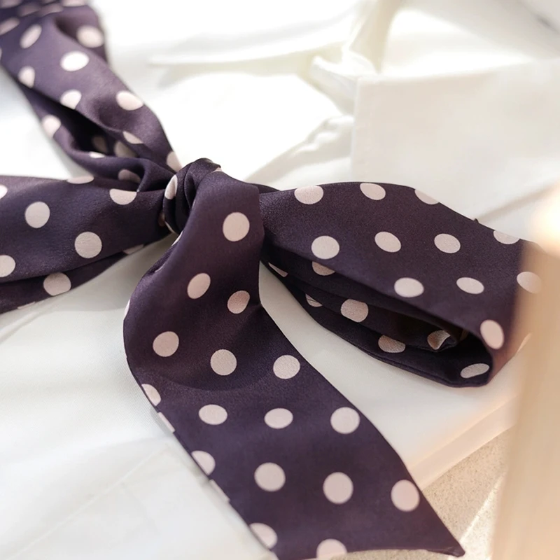 2025 New Spring Polka Dot Long Scarf Preppy Chic Polyester Red Butterfly Narrow Ribbon Bowknot Bag Accessories 180cm Cravat Gift