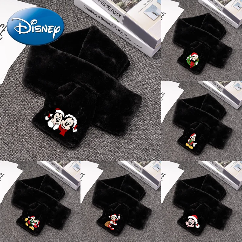 

Disney Mickey Scarf Cartoon Plush Thickened Scarf Fashion Autumn Winter Warm Scarfs Children Neck Collar Keep Warm Accessories
