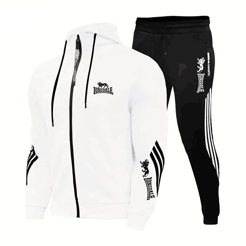 Set sportivo da uomo primavera e autunno 2023, giacca sportiva casual, set sportivo Harajuku, felpa sportiva con cappuccio, abbigliamento fitness