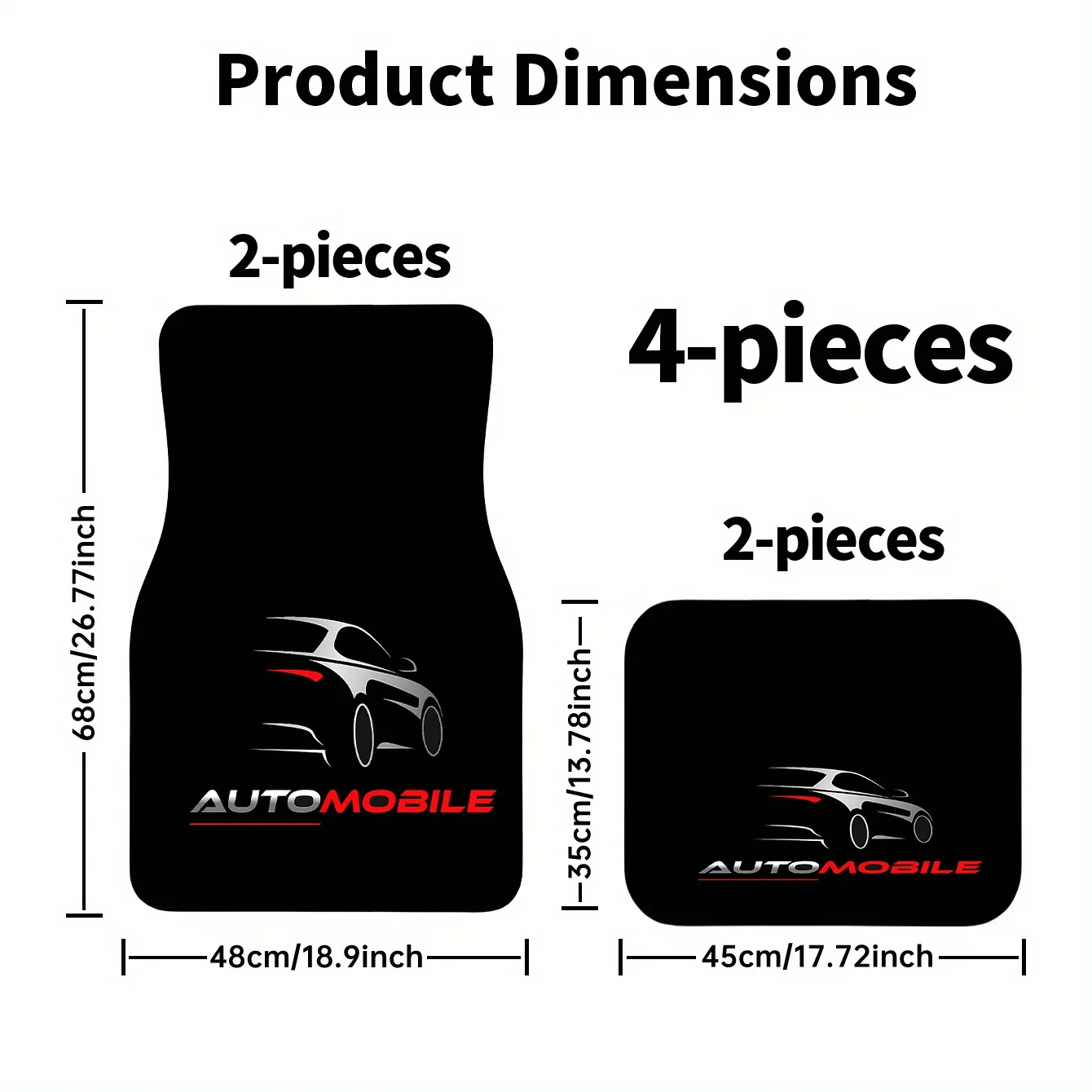 4pcs Car Silhouette And Text Pattern Trendy Fashion Auto Floor Mats, All-Season Use, Stylish & Durable, Easy To Clean – Perfect