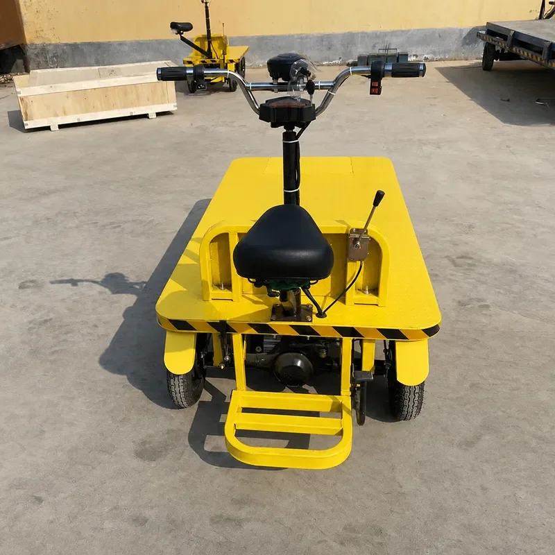 Electric Four Wheel Flatbed Truck Flexible Steering Warehouse Logistics Handling Small Hand Push Cart Driving Cycling
