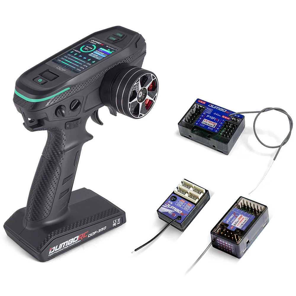 DUMBORC 2.4G 10CH Radiocomando Digitale Trasmettitore DDF-350 con Ricevitore per RC Auto Barca Serbatoio LCD Sistema FHSS