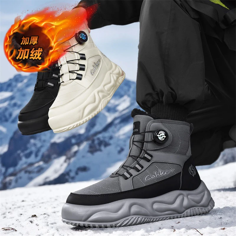 أحذية شتوية دافئة للرجال مقاومة للماء وغير قابلة للانزلاق أحذية رياضية مبطنة بالقطيفة شباشب شتوية أحذية تنس مريحة للرجال