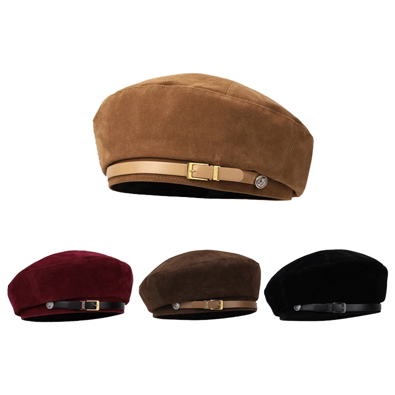 

GEMVIE Vintage Buckle Beret Hats for Women Men Elegant Autumn Winter Painter Artist Berets