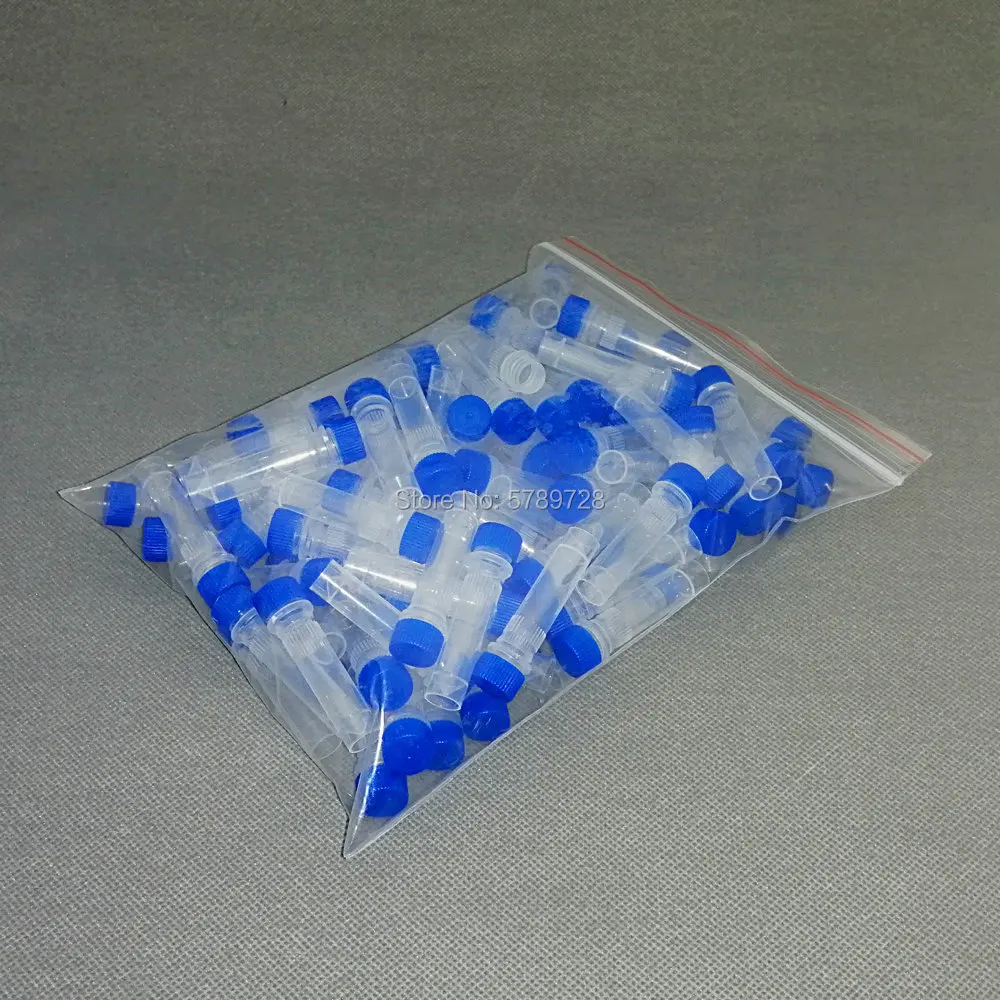 100pcs/lot 1.5ml Plastic Freezing Tubes Flat Bottom Sample Cryovial Centrifuge tube With Gasket