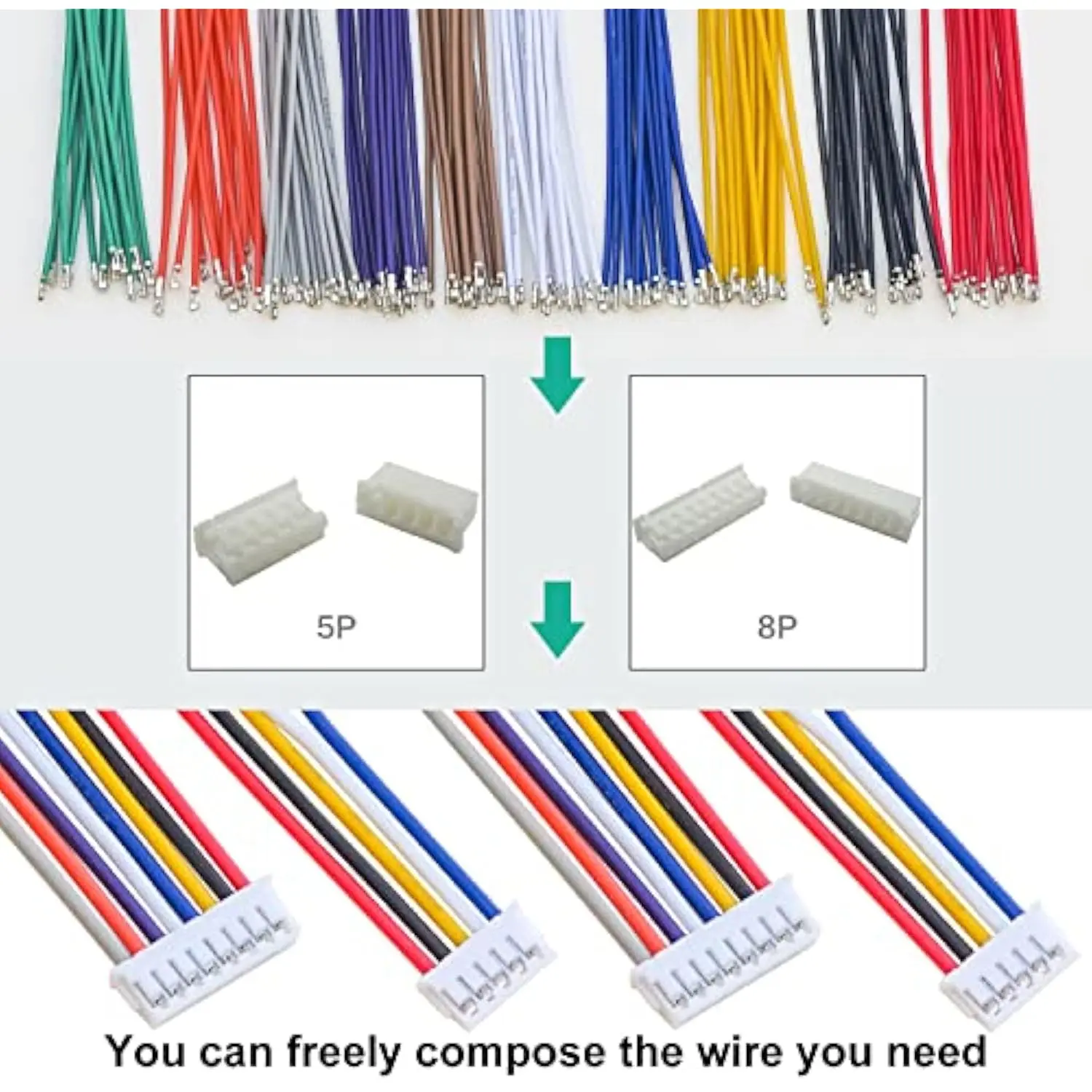 

DIY JST-ZH 1.5 Female Connector Kit with Premium 28AWG Pre-Crimped Wires for Electronics Projects