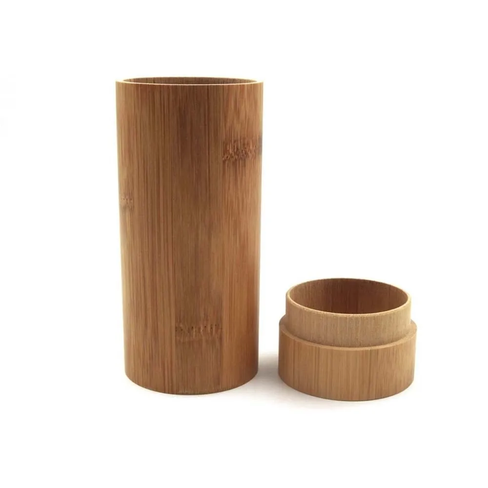 Natural Wood Bamboo Glasses Case Column Shape Lightweight Wooden Sunglasses Box Biodegradable Shockproof Cylinder Eyewear Case