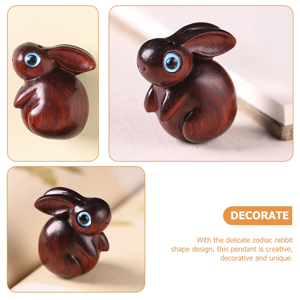 Key Rings Ebony Rabbit Pendant Wooden Pendants Charms DIY Crafts Desktop Adorn Keychain Figurines Vintage