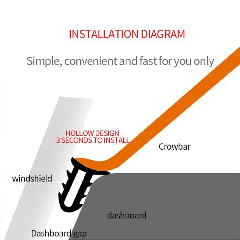 160cm Universal Sealing Windshield Sealing Board Soundproof Automobile Rubber Strip Instrument Panel Seal Strip Car Assessoires