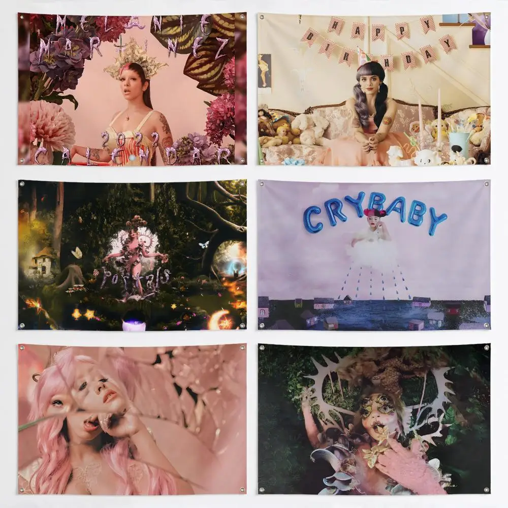 Singer M-Melanie Martinez The Vatican Flags Aesthetic Wall Tapestry Printed Wall Hanging Living Room Party Outdoor Decor