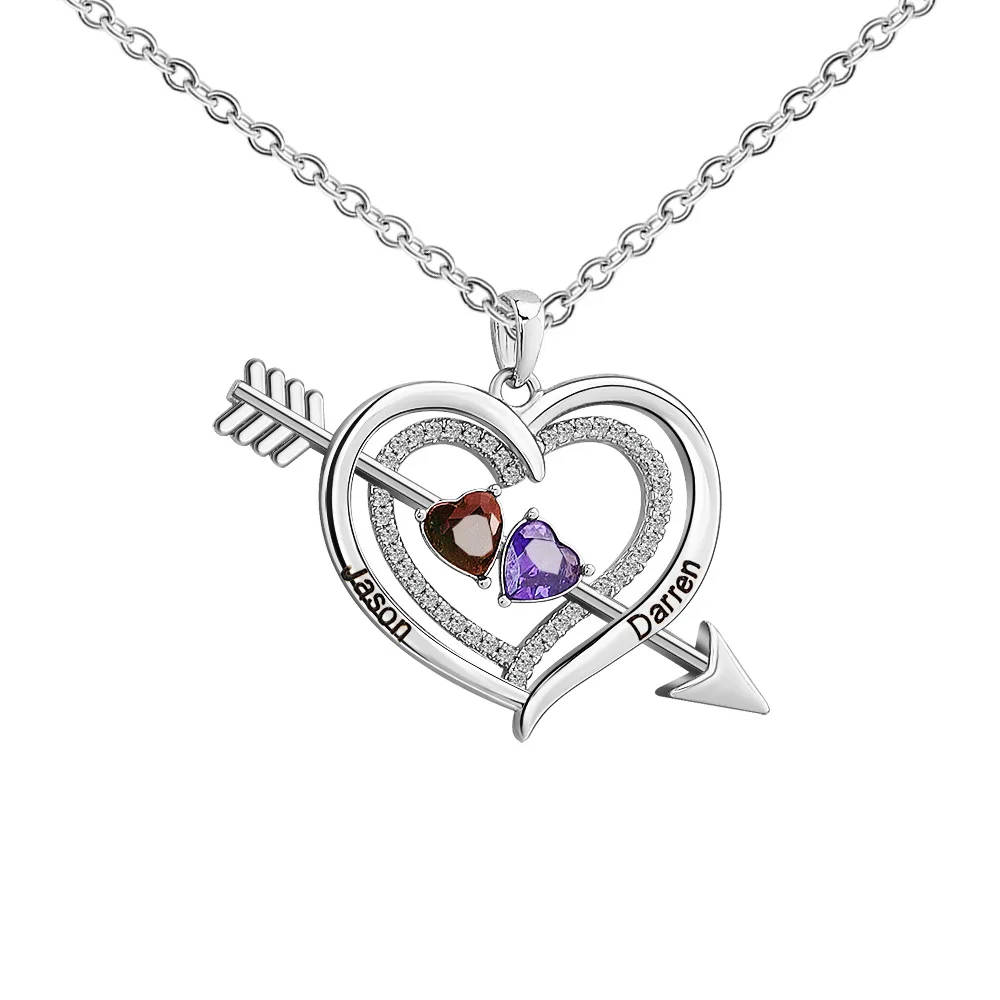 2025 New style birthstone diamond pendant Cupid heart arrow DIY personalized fashion necklace gift