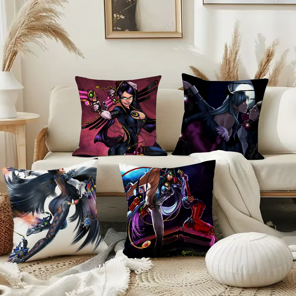 

Наволочка ANINME Bayonetta с квадратным двусторонним принтом, короткая плюшевая подушка для дивана, прикроватная подушка для спальни