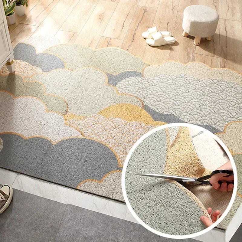 Can Be Trimmed  House Front Door Mat for Shoe Scraper Anti-slip Wear Resistant Indoor Floor Mats Easy Clean Entrance Door Mats