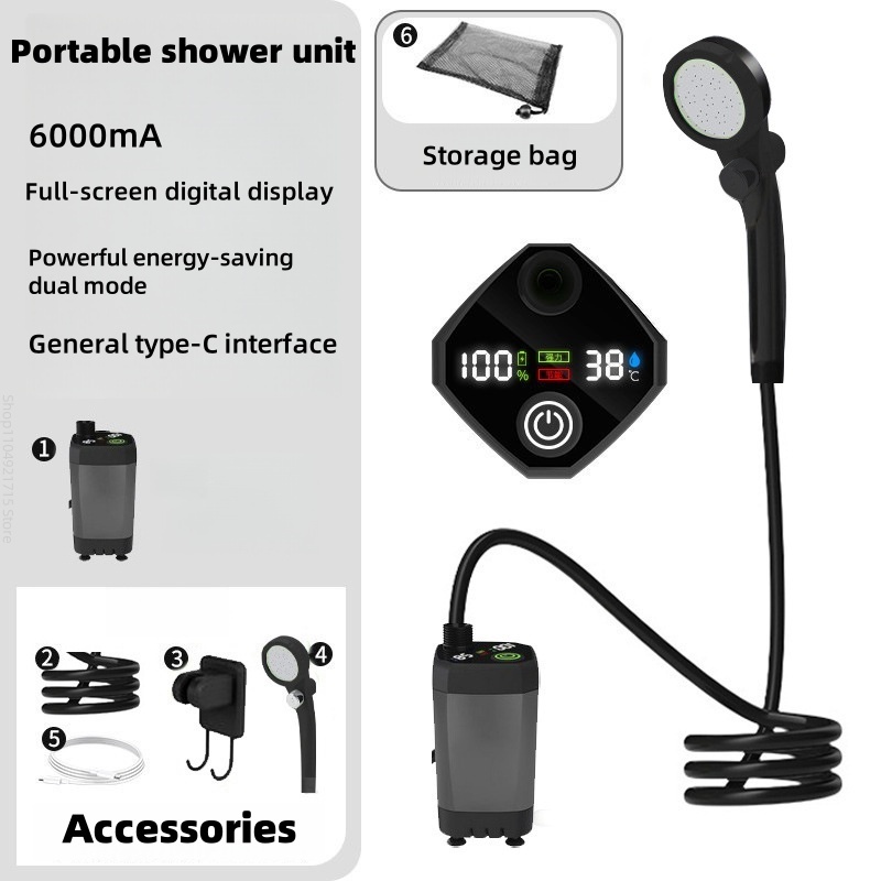 outdoor shower unit bath liquid camping construction site household electric portable shower kit with long-lasting battery life