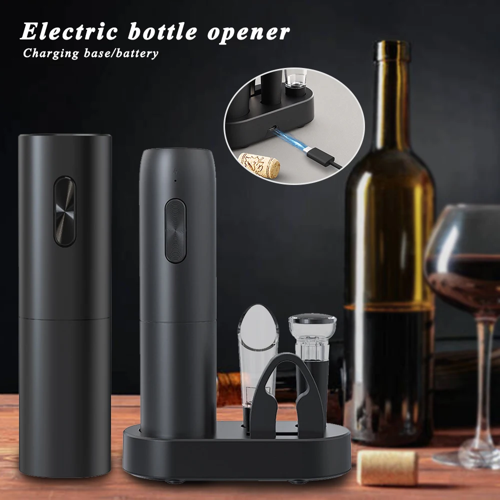 Electric Wine Bottle Opener Kit Automatic Wine Corkscrew Rechargeable Wine Opener with Charging Base Wine Tools Red Wine Gift