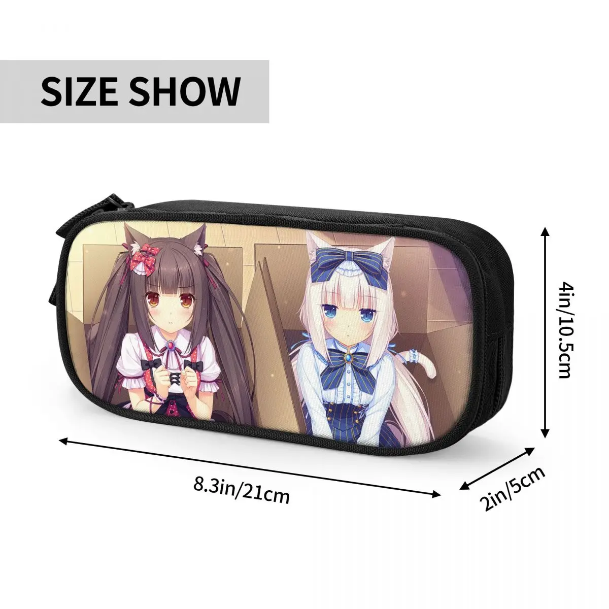 Nekopara الشوكولاته الفانيليا مقلمة الأزياء Kawaii أنيمي أوتاكو المشجعين أكياس القلم فتاة صبي سعة كبيرة مكتب التجميل قلم رصاص مربع