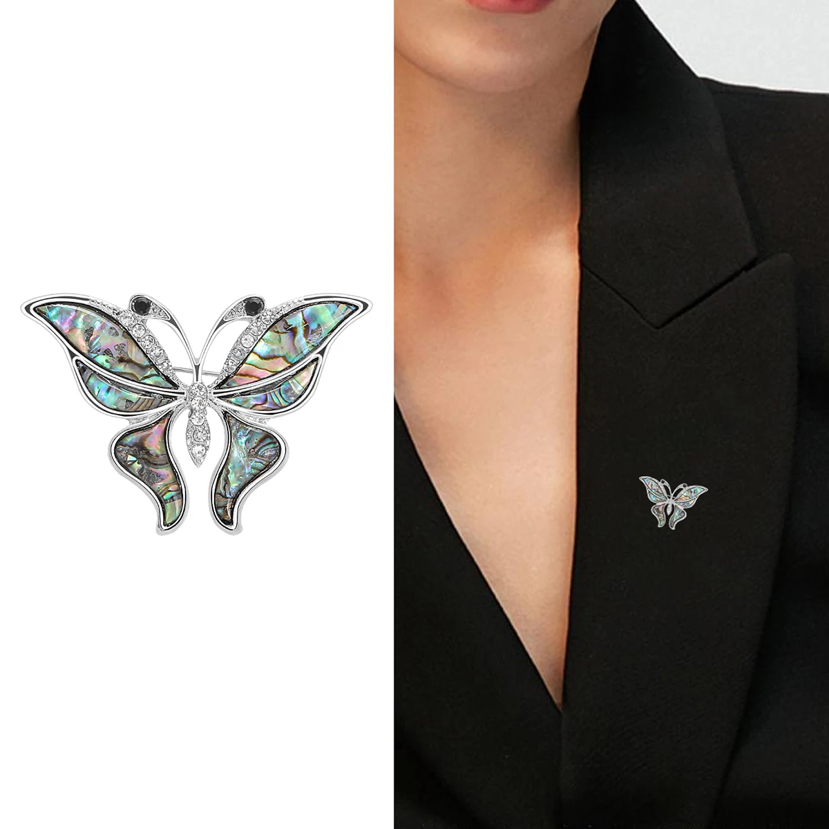 Broches de delfín de concha para mujer, alfileres de ballena con diamantes de imitación Unisex, insignia de pez perla, accesorios de regalos para amigos y fiestas de oficina