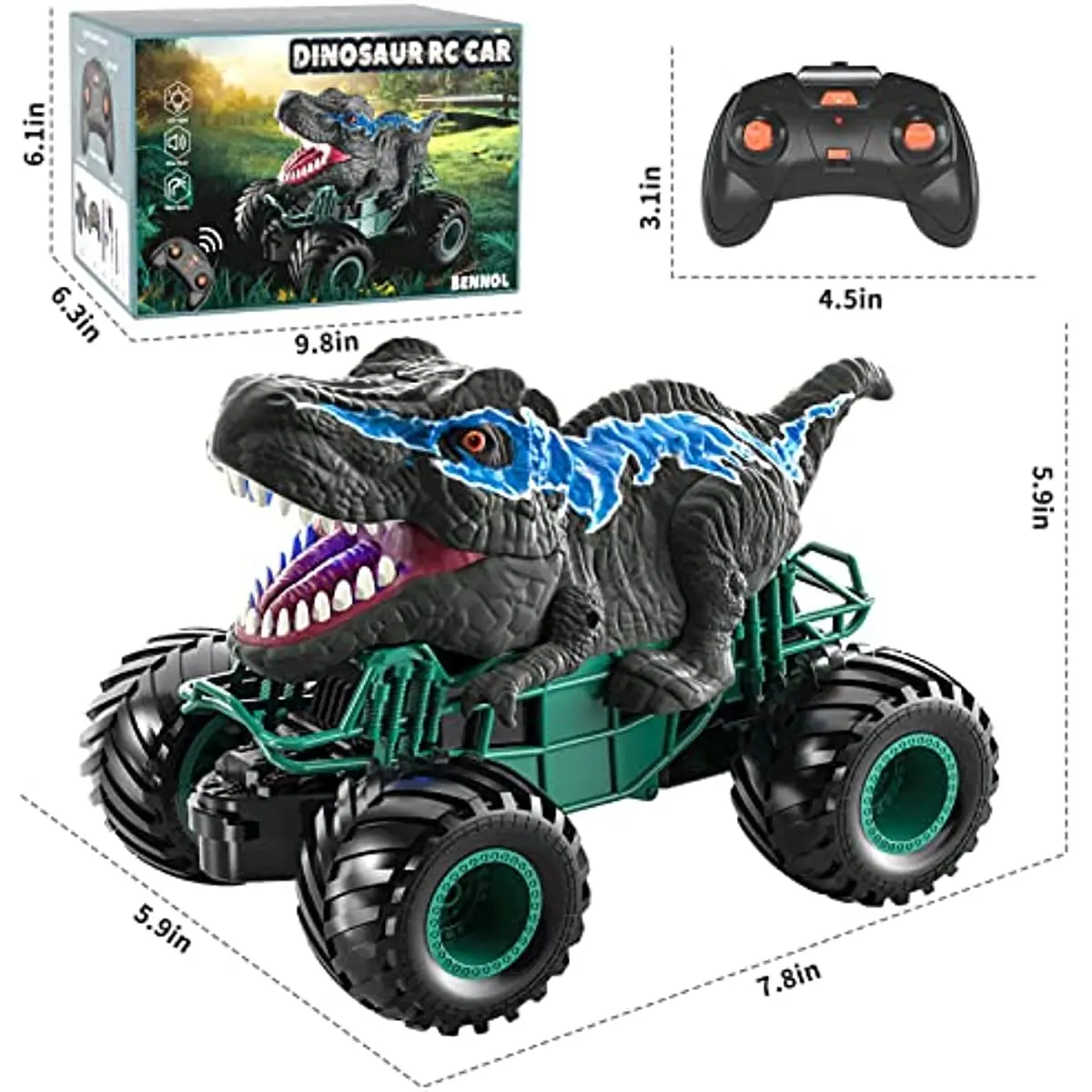 Carro de dinossauro com controle remoto, brinquedos rc, spray, veículo de escalada off-road, tiranossauro rex triceratops, animal, presente para crianças