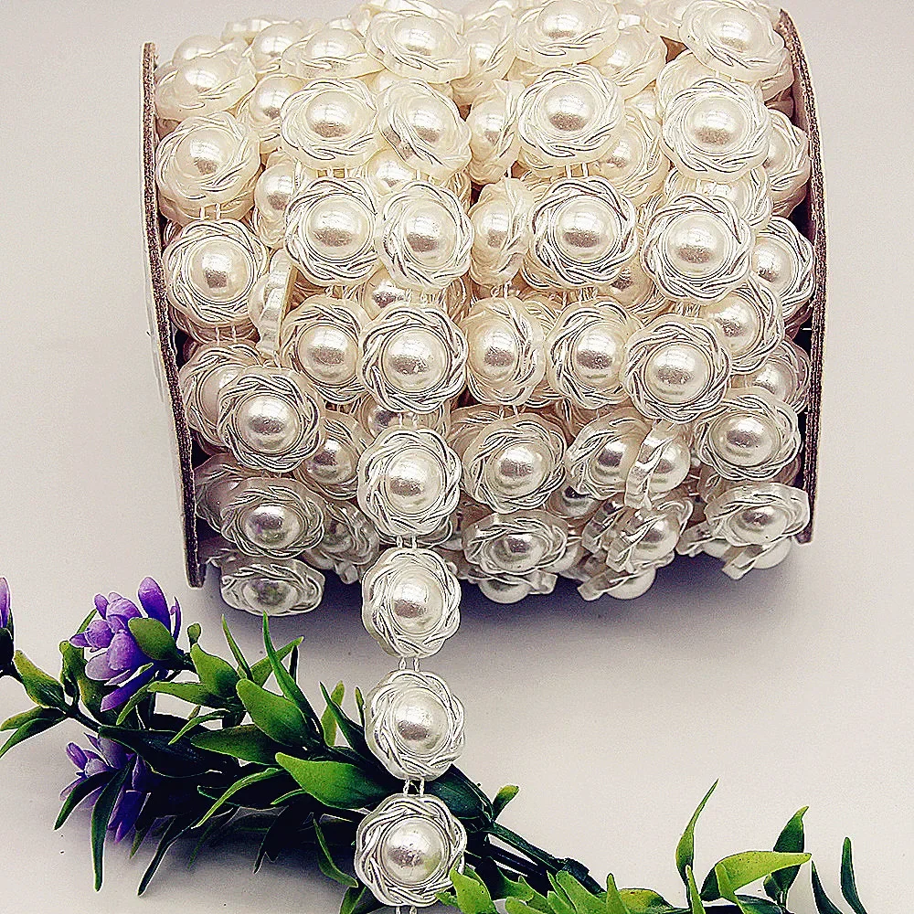 2YD Fishbone Cube Lotus Imitation Pearl Connected Beads DIY Wire Diamond Doll Wedding Beads Chain Bead String Accessories