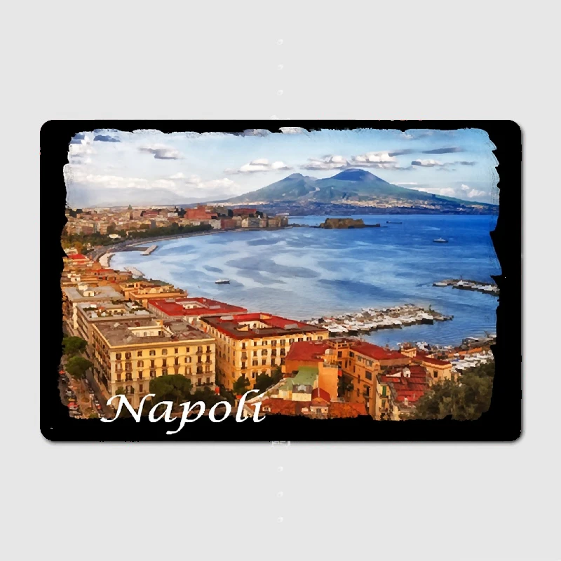 

Greetings from Napoli Metal Tin Sign Truck Indoor and Outdoor Home Bar Coffee Kitchen Wall Decoration